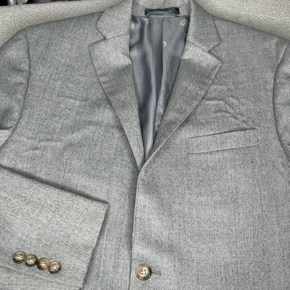 Lauren Ralph Lauren Blazer Mens 40R Gray Wool Blend Two Button Sport Coat